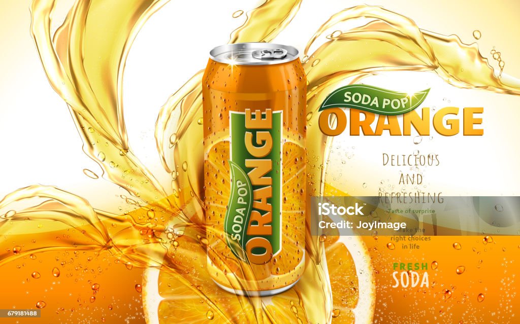 Pop Color Advertisement Orange Soda Pop Ad Stock Illustration - Download Image Now ...