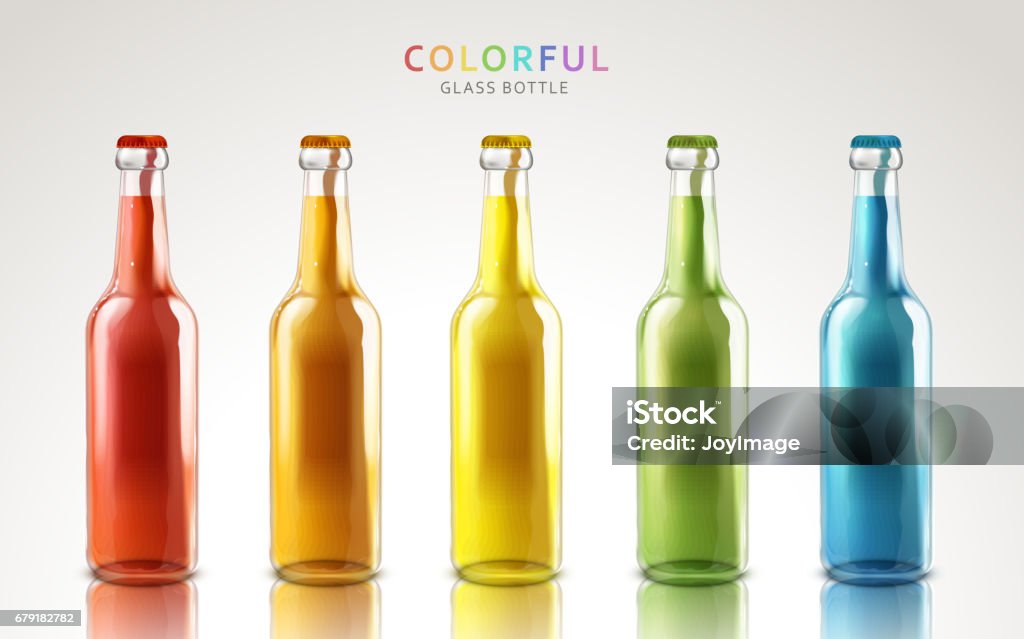 colorful glass bottles - Royalty-free Alívio arte vetorial