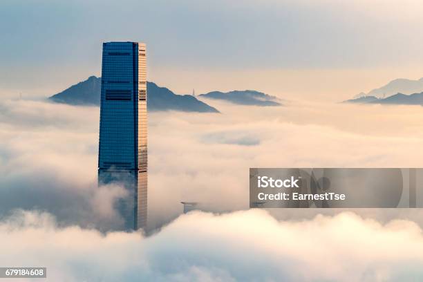 City In The Clouds Stock Photo - Download Image Now - Cloud - Sky, Skyscraper, Cloudscape