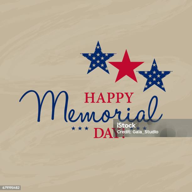 Happy Memorial National American Day Card Or Background With With Usa Flag Stock Illustration - Download Image Now