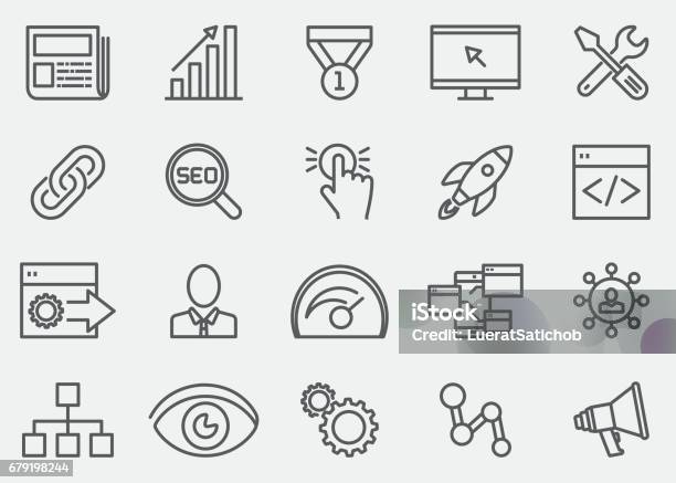 Internet Marketing Line Icons Eps 10 Stock Illustration - Download Image Now - Service, Icon Symbol, Marketing