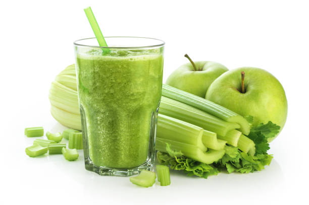 istock Detox smoothie with celery and apple on a white background. 679205620