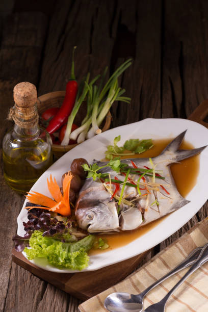 istock White Pomfret steam fish, chinese food 679222628
