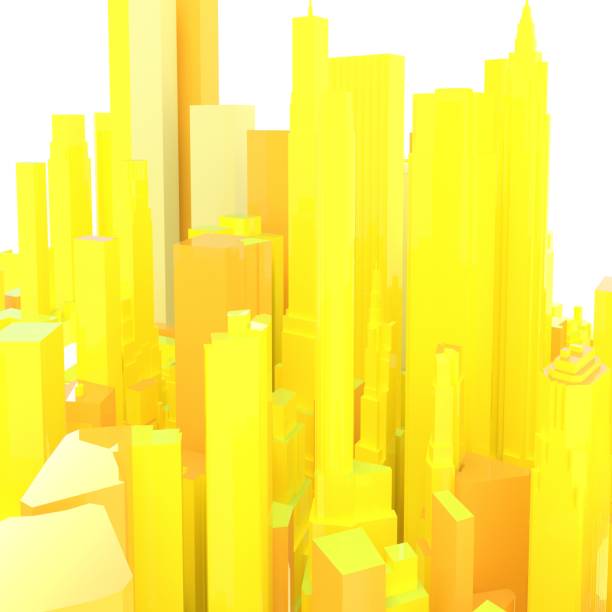 istock 3d rendered yellow skyline isolated on white background 679224266