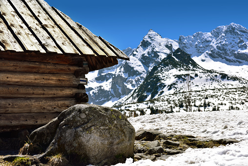Wooden hut in Gasienicowa valley. Tatra mountain Poland