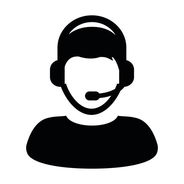 kundendienst und support-symbol - vektor person avatar mit kopfhörer - it support service customer service representative computer stock-grafiken, -clipart, -cartoons und -symbole