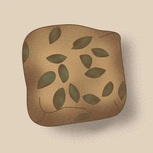 Vector illustration of Pumpkin seed bread (Stippling Bread Illustration)