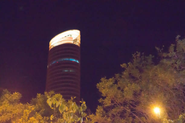 The Sevilla Tower or Cajasol at night.