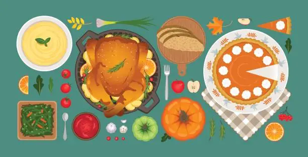 Vector illustration of Thanksgiving Day treats