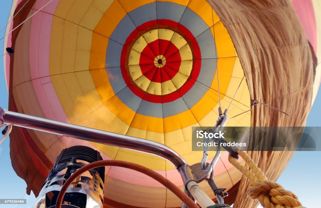 Hot air balloon with gas burning with flame Closeup View of Hot air balloon with gas burning with flame Hot Air Balloon Stock Photo