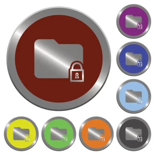 Vector illustration of Color lock folder buttons