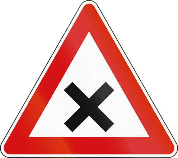 istock Slovenian road warning sign - Uncontrolled crossroads 679345438