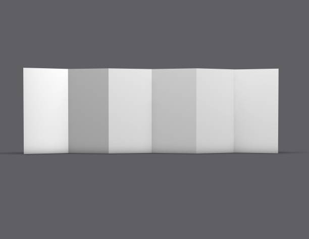 istock Tall vertical leaflet mock up, blank pages, standing on floor. 679354644