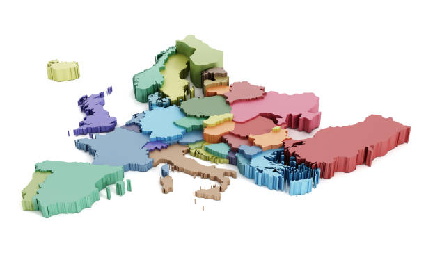 mappa multicolore dell'unione europea - europa continente foto e immagini stock
