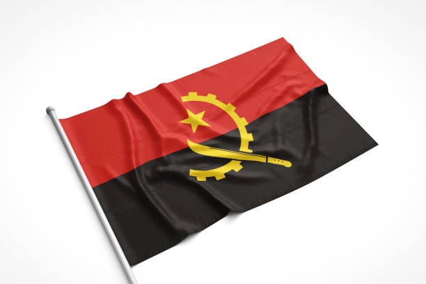 istock Angola Flag is Laying on a White Surface 679362792
