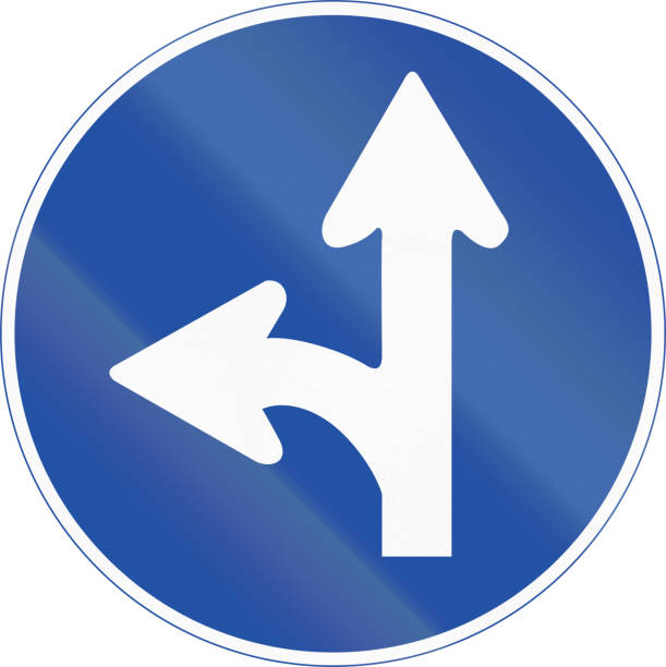 istock South Korean mandatory direction sign - Go left or straight 679385720