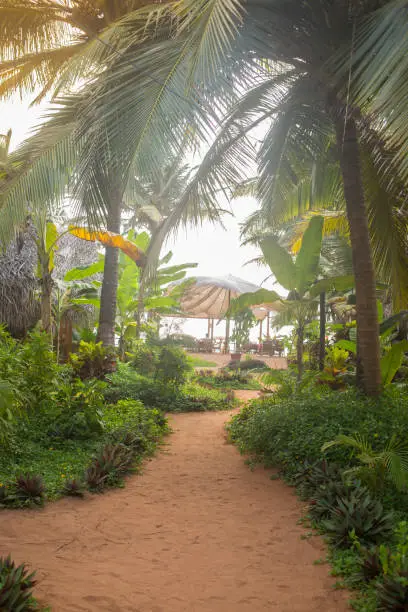 Entrance to a typical beach resort in Goa, India.