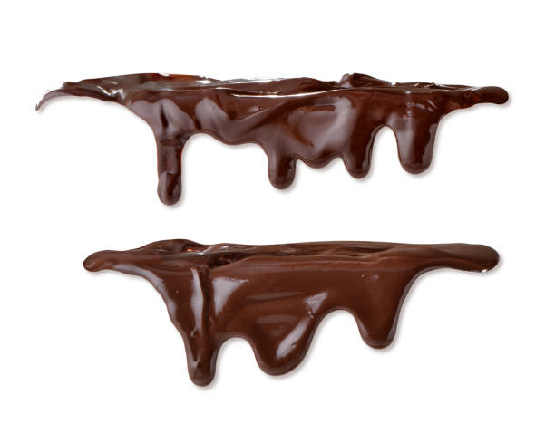 Melted chocolate close-up isolated on white background