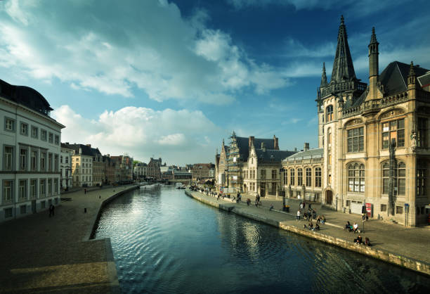 istock Leie river in Ghent town, Belgium 679407724