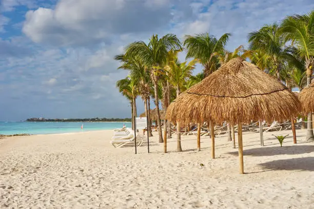 Caribbean vacation at mexican tropical Beach in Quintana Roo