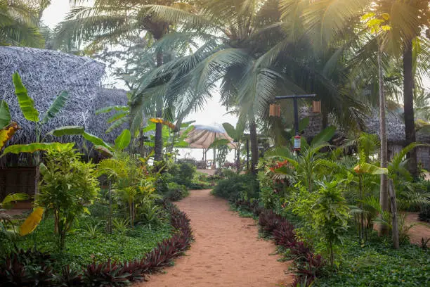 Entrance to a typical beach resort in Goa, India.