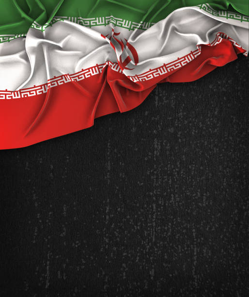 Iran Flag Vintage on a Grunge Black Chalkboard With Space For Text