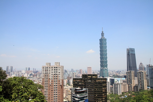 Taipei 101 from Xiang mountain in Taipei, Taiwan
