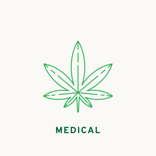 Marijuana icon, line design Vector illustration, modern simple design weed leaf stock illustrations