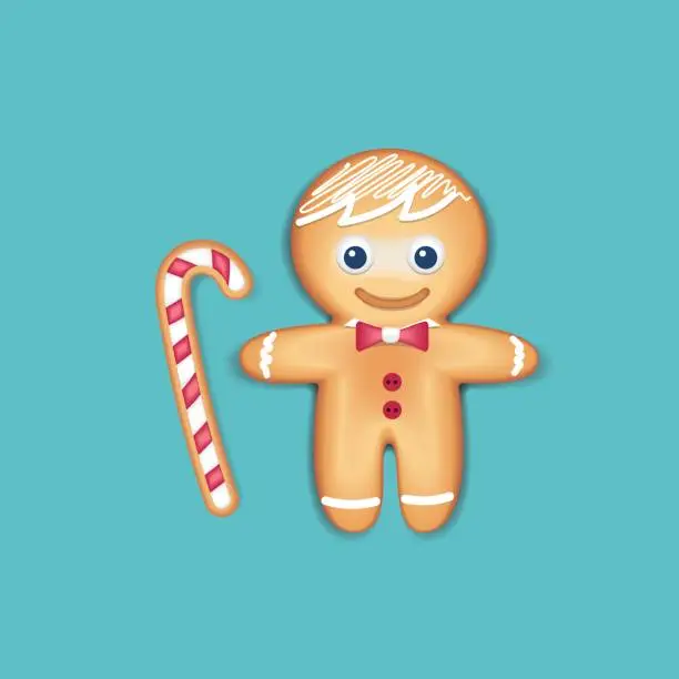 Vector illustration of Christmas gingerbread man cookies