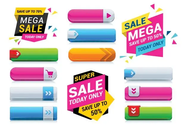 Vector illustration of Sale Tags and Web Buttons