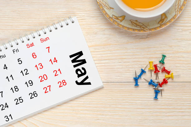 may 2017 calendar on white wooden planks