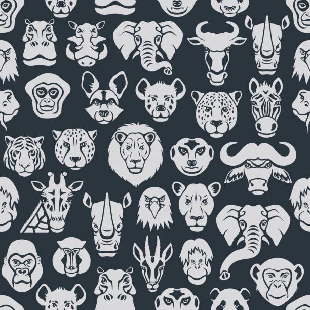 wild animal bezszwowy wzór - pattern animal tiger zebra stock illustrations