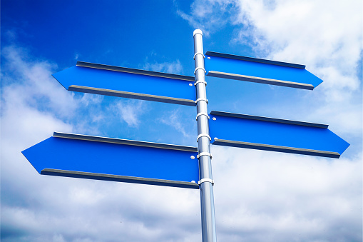 Empty Blue Post Sign 3d Rendering Blank Blue Road Sign Empty Frame Roadside Signage Stock ...