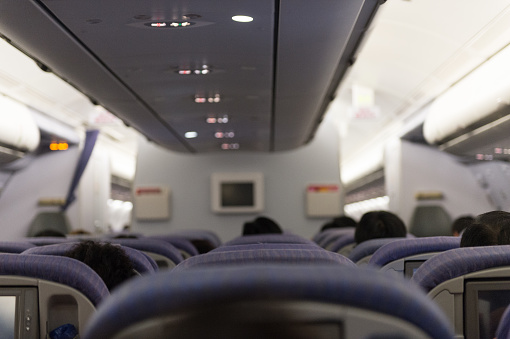 Aircraft interior,Passengers on a plane