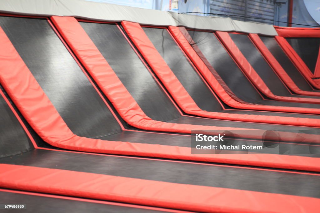 Empty Trampoline Trampoline empty Trampoline - Equipment Stock Photo