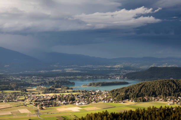 View from Altfinkenstein, Kaernten Landscape in Austria villach stock pictures, royalty-free photos & images