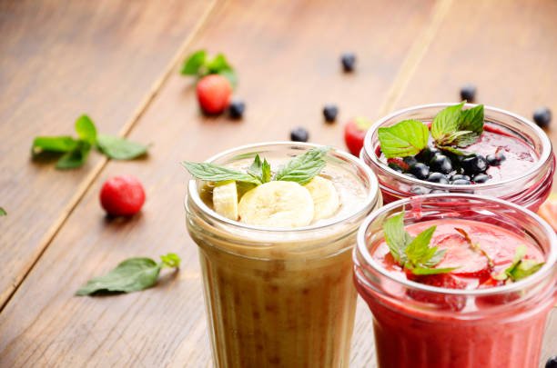 istock Blueberry strawberry and banana smoothie 679510278