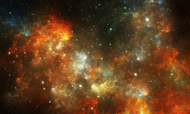 Orange nebula background stock photo