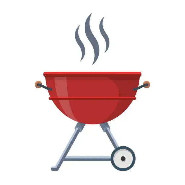Vector illustration of Kettle Trolley Portable Coal Charcoal BBQ Grill vector