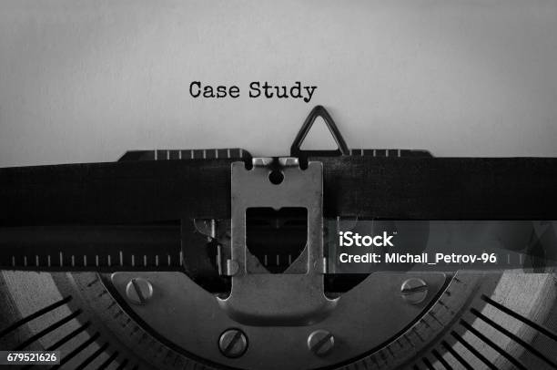 Text Case Study Typed On Retro Typewriter Stock Photo - Download Image Now - Briefcase, Legal Proceeding, Studying