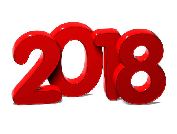 istock 3D Red New Year 2018 on white background 679535838
