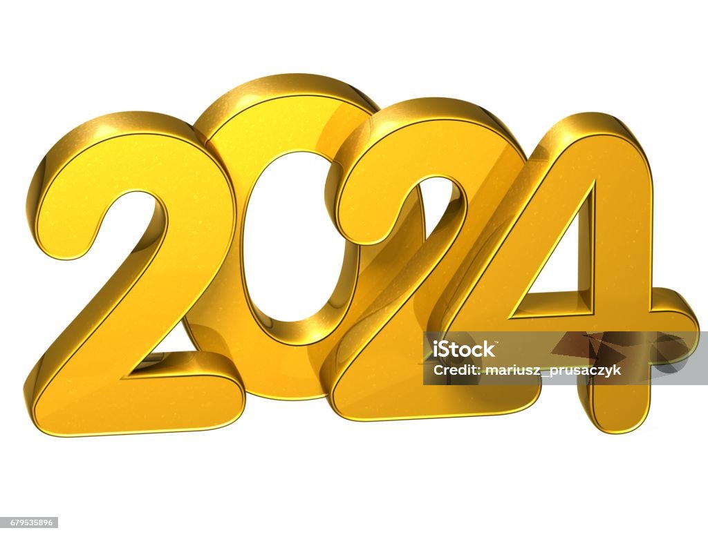 3d Gold Number Nowy Rok 2024 Na Białym Tle zdjęcia stockowe i więcej 3d Gold Number Nowy Rok 2024 Na Białym Tle zdjęcia stockowe i więcej