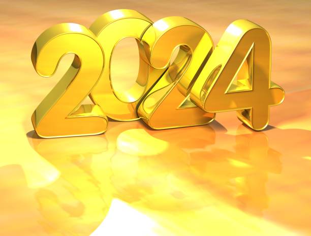 istock 3D Gold New Year 2024 on white background 679535946