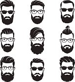 istock Set of vector bearded men faces hipsters 679537036