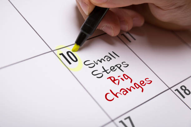 Small Steps Big Changes Small Steps Big Changes sign routine stock pictures, royalty-free photos & images