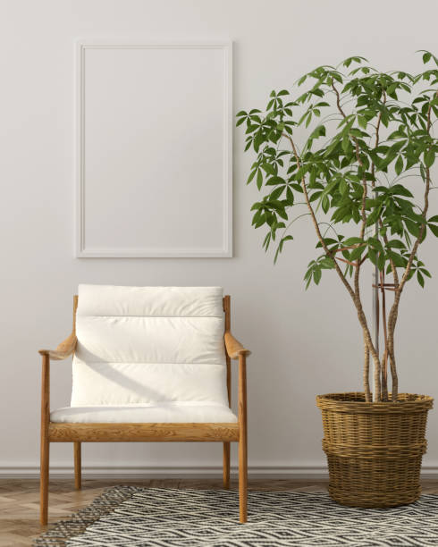 istock Mock up Interior with wooden armchair 679553472