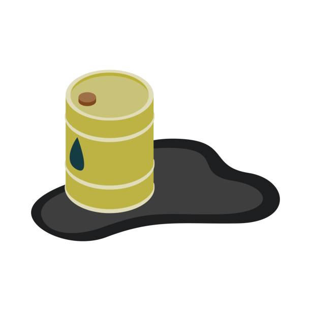 ilustrações, clipart, desenhos animados e ícones de ícone de poça de derramamento de barril petróleo, estilo 3d isométrico - oil oil industry oil slick petroleum