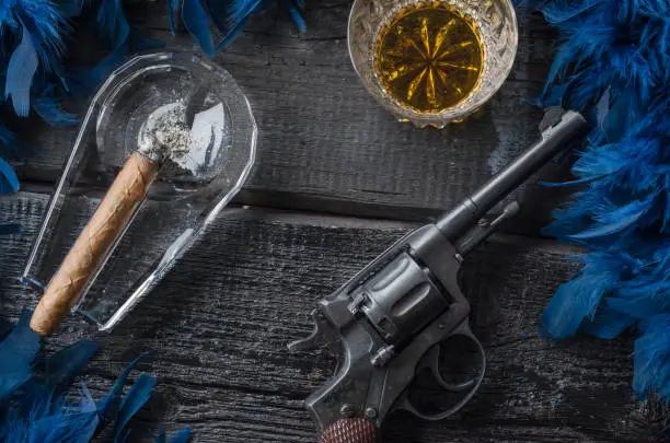 Photo of Guns, whiskey  and cigar