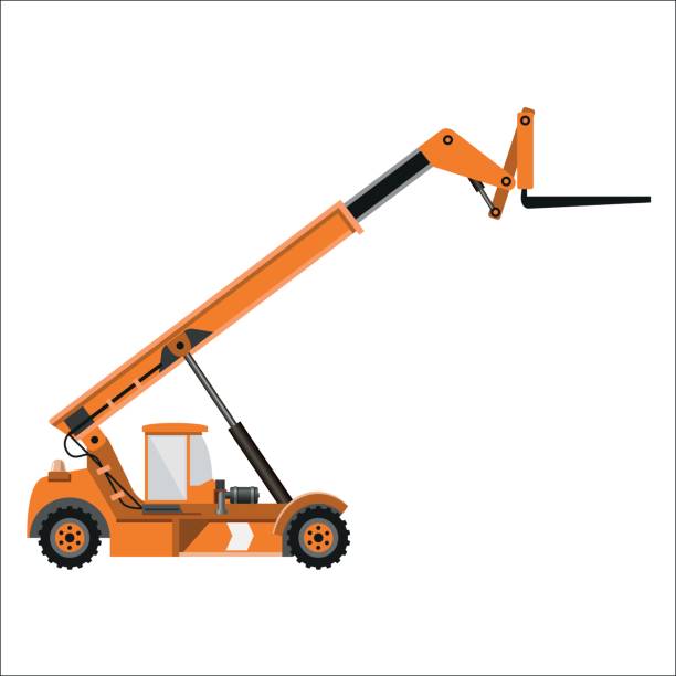 ilustrações de stock, clip art, desenhos animados e ícones de telescopic handler equipped with fork - equipped