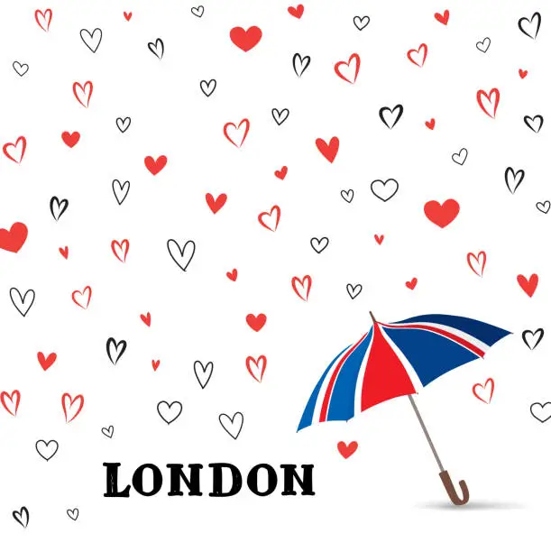 Vector illustration of Heart background with umbrella. Love pattern for greeting card. Good for Valentine's day holiday
